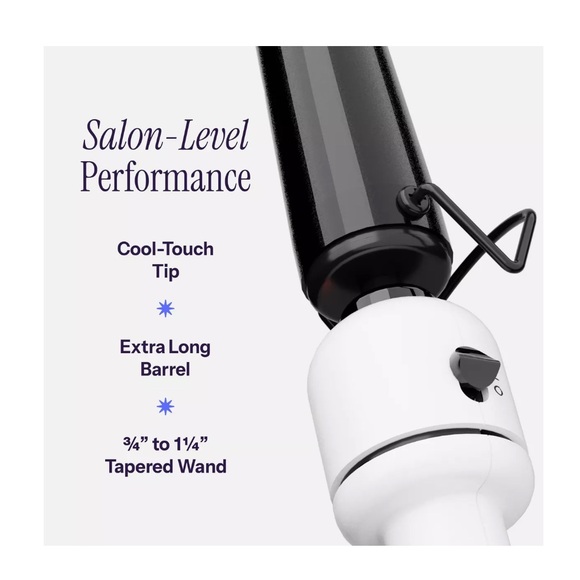 Professional Nano Ceramic 1-1/4” Flipperless Tapered Curling Wand - Picture 2 of 6